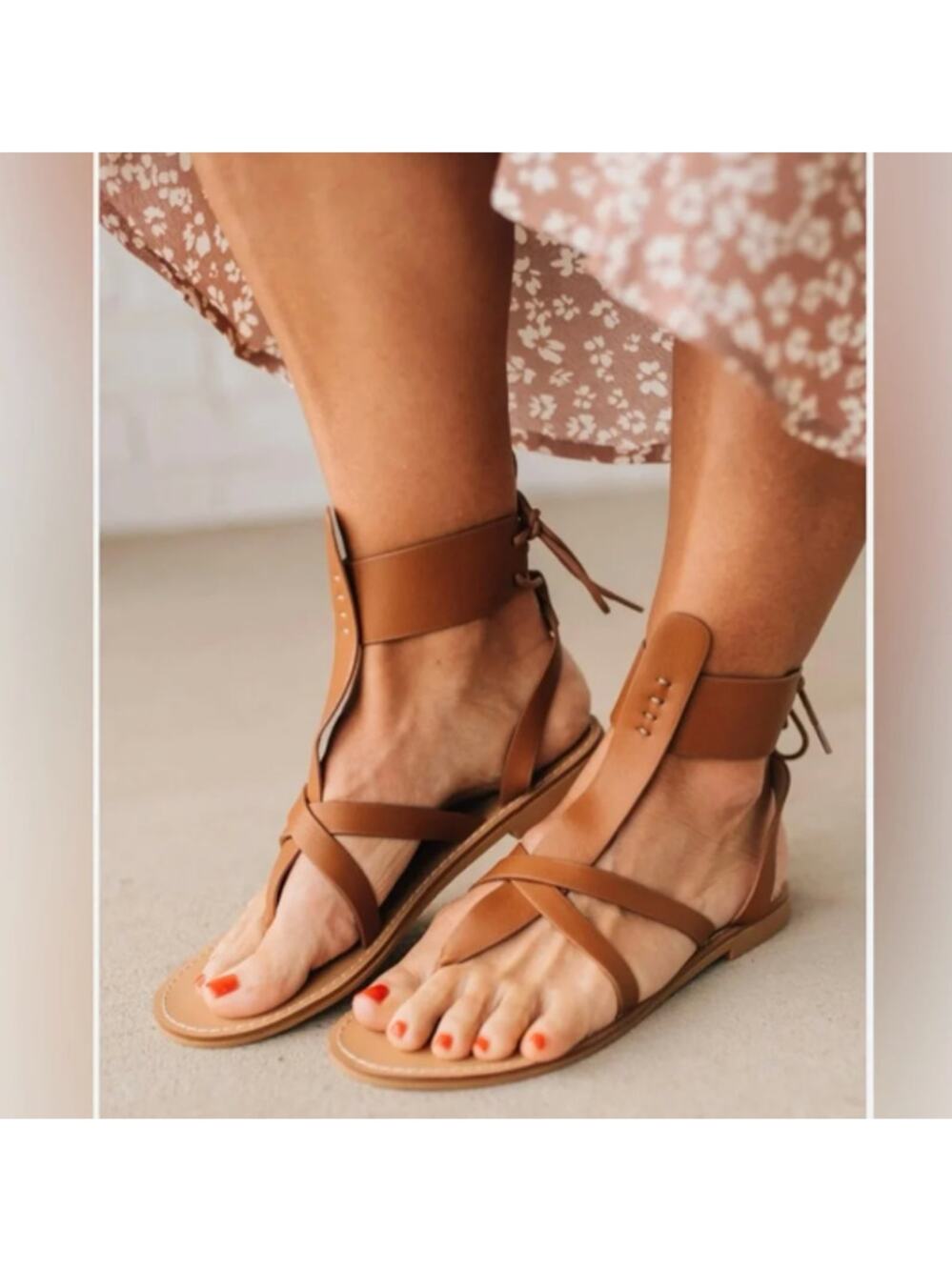 Free People Vacation Day Brown Wrap Sandals Size 6